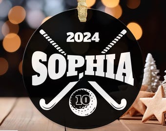 Personalized Field Hockey Ornament with Name Number Year, Custom Ornament Field Hockey Gift, Custom Field Hockey Christmas Ornament Acrylic
