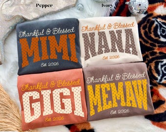 Comfort Colors Polka Dot Thankful & Blessed Grandma Shirt, Nana Thanksgiving Pregnancy Announcement Tshirt, New Mimi Tee, Gigi Est T-Shirt
