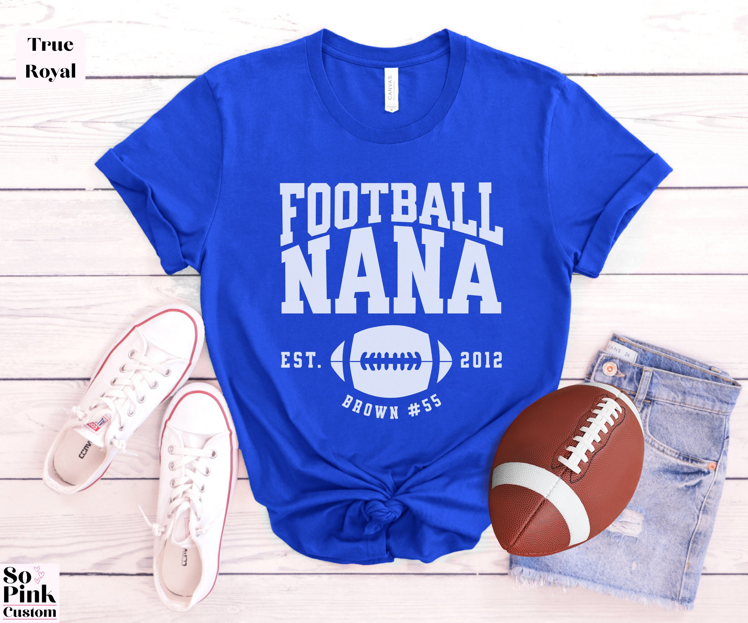 Personalized Football Nana Shirt, Custom Nana Game Day Shirt, Customized Nana Football Shirt, Football Season Name and Number Nana Gift