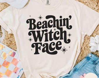 Comfort Colors Summer Halloween Shirt, Summerween Shirt, Witchy Beach Vacation Shirt, funny Witch Shirt, retro July Halloween Beach Shirt