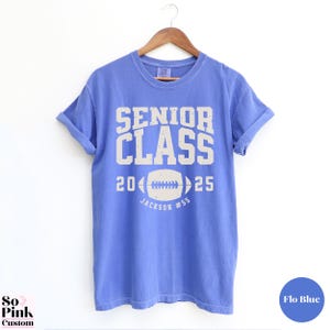 Comfort Colors Football Senior Shirt - Custom Name Number Year, Personalized Graduate 2025 Senior Football Shirt, Football Gift for Senior