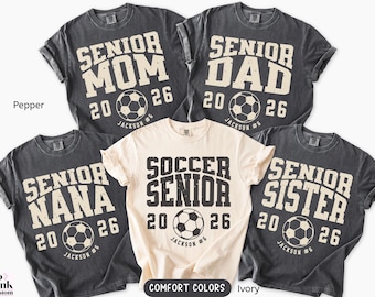 Comfort Colors Senior Soccer Family Shirts, Custom Name Number Year, Matching Soccer Senior Shirt, Senior Night Soccer Graduate Tee Shirts