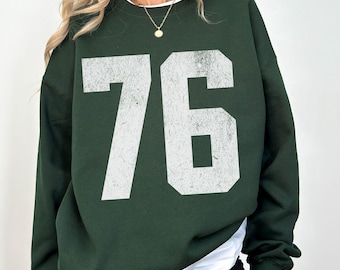 Custom Number Sweatshirt, Custom Sport Numbers Crewneck, Retro College Style Large Number on Sweatshirt, Distressed Number Crew Neck Sweater