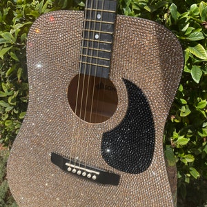 Custom Bling Acoustic Guitar - Handcrafted Rhinestone Guitar - Unique Sparkling Instrument - Perfect Gift for Musicians - Bling Assassin
