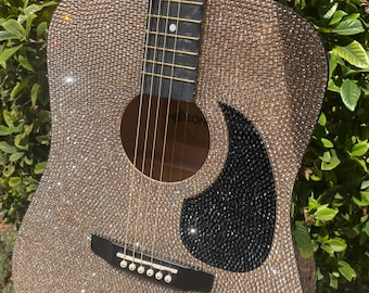 Custom Bling Acoustic Guitar - Handcrafted Rhinestone Guitar - Unique Sparkling Instrument - Perfect Gift for Musicians - Bling Assassin