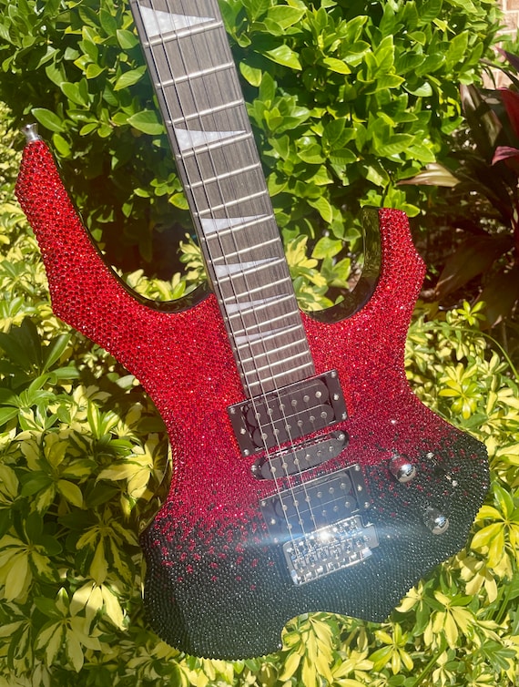 Bling Guitar, Handmade Rhinestone Decorated Guitar - Custom