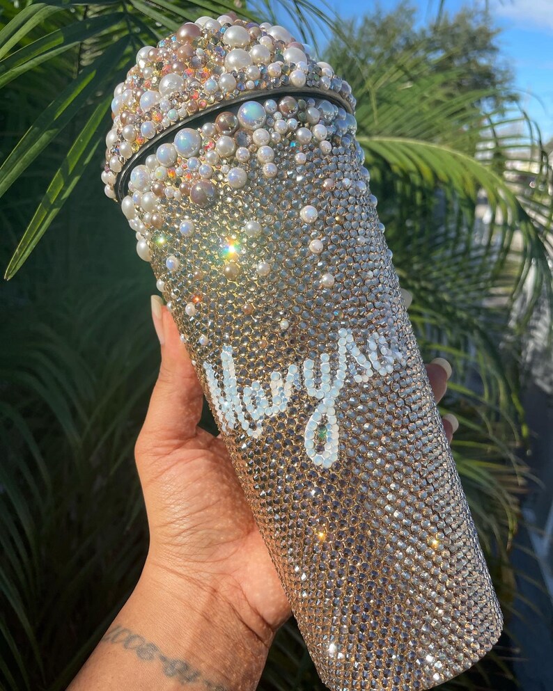 Pearl Mix Bling Cup Bling Tumber Crystal Cup Bling Cup Etsy