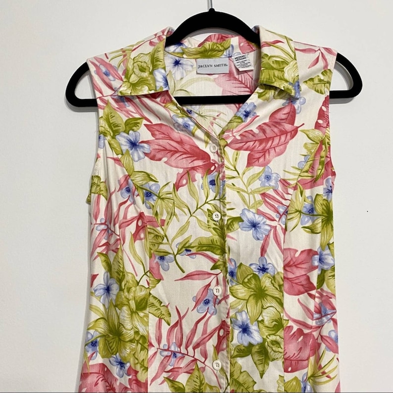 Vintage Jaclyn Smith Tropical Full Button Up Dress