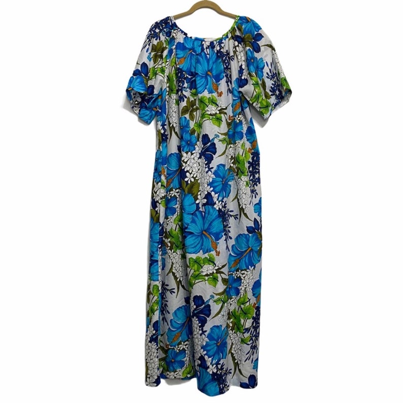 Vintage Hookano Blue Hibiscus Dress