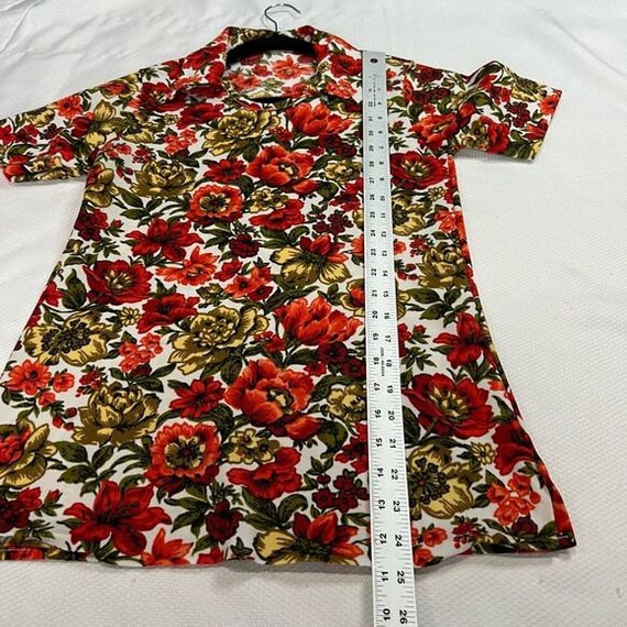 Vintage Bright Floral Collared Short Sleeve Top - image 4