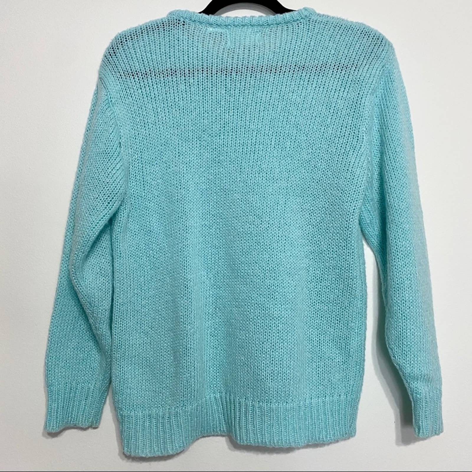 Vintage Turquoise Sweater with embroidery & pearls Etsy