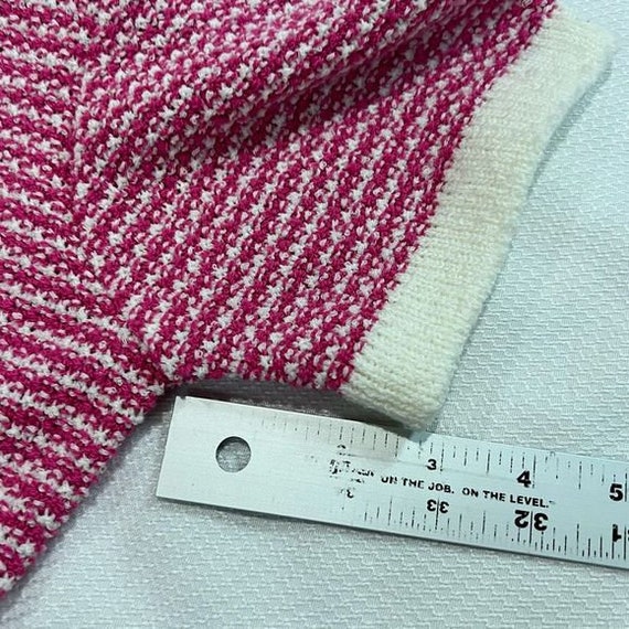 Vintage Leslie Fay Pink White Knit Short Sleeve B… - image 5