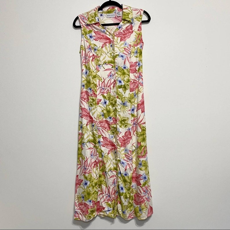Vintage Jaclyn Smith Tropical Full Button Up Dress