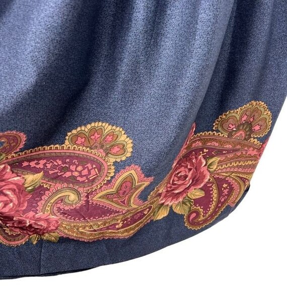 Vintage Denim Blue Paisley Floral Midi Skirt. - image 3
