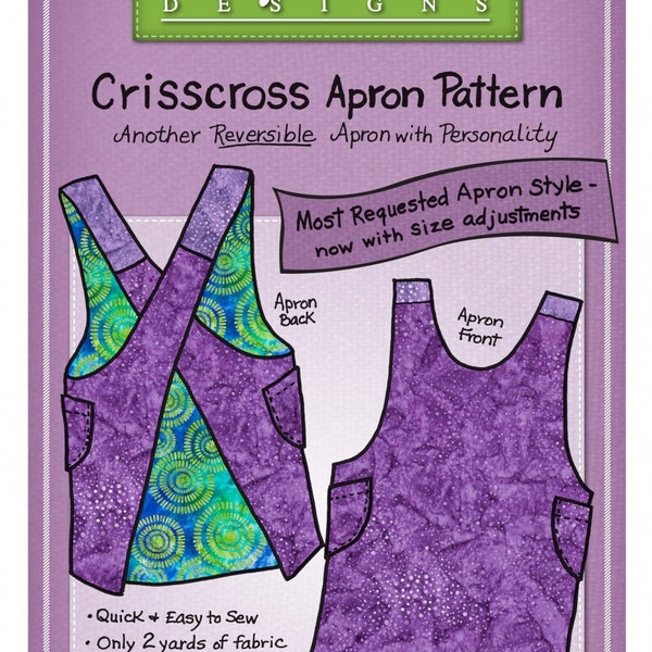 Easy CrissCross Reversible Apron Pattern by Mary Mulari Designs - #MP12 - Printed Paper Pattern - Adult Sizing with Variations Included