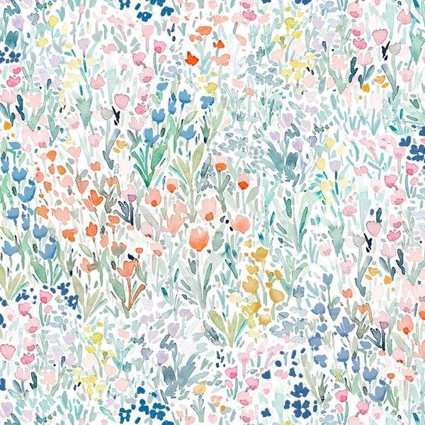 White Jardin Floral Quilt Cotton Fabric from Ma Belle by Clara Jean Collection for Dear Stella - DCJ2571-WHITE - Continuous 1/2 Yard