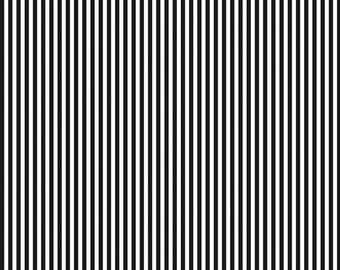 1/8&quot; Black and White Stripe Quilting Cotton Fabric by Riley Blake Designers for Riley Blake - C495-BLACK - Continuous 1/2 Yard