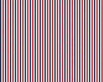 1/8&quot; Red White & Blue Patriotic Stripe Quilting Cotton Fabric by Riley Blake Designers - C495-PATRIOTIC - Continuous 1/2 Yard