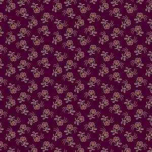 Dandy Flower Quilt Cotton Fabric from 19th Century Sparklers by Pam Buda Collection for Marcus Fabrics #R171090D-PLUM - Continuous 1/2 Yard