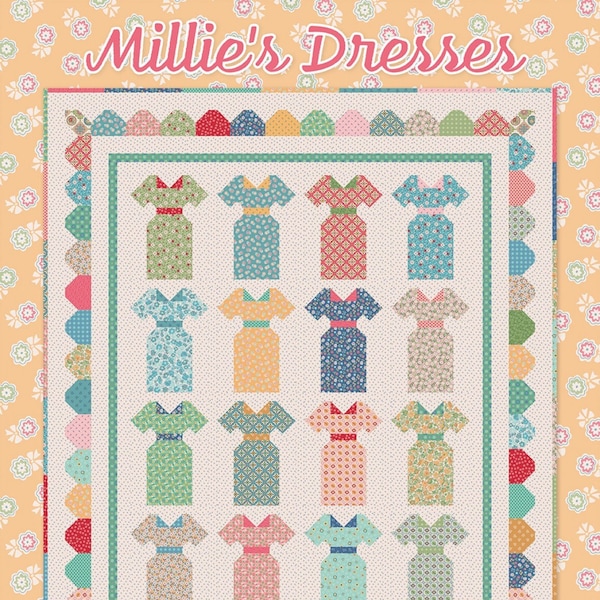 Millie's Dresses Quilt Pattern by Lori Holt of Bee in my Bonnet for It's Sew Emma - #ISE-275 - Paper Pattern - Makes a 58.5" x 70.5" Quilt