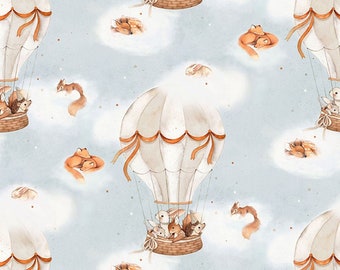 Big Sky Hot Air Balloons from Forest Dreams by Nina Stajner for Dear Stella Collection - #DNS2512MULTI - Continuous 1/2 Yard