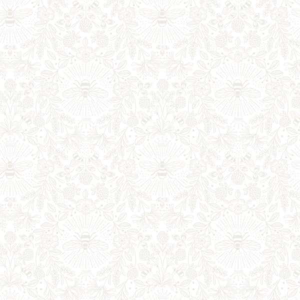 Queen Bee White-on-White Quilting Cotton Fabric from Tiny Tonals by Lewis & Irene - TT1.1 - Continuous 1/2 Yard