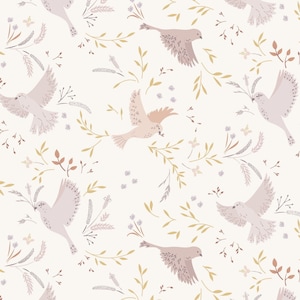 Meadow Call on Cream Quilting Cotton Fabric from Meadowside by Cassandra Connolly for Lewis & Irene Fabrics - CC7.1 - Continuous 1/2 Yard