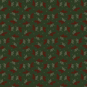 Sprigs Green Holiday Quilt Cotton Fabric from Pineberry Cabin by Pam Buda for Marcus Fabrics #R171425D-HUNTER - Continuous 1/2 Yard