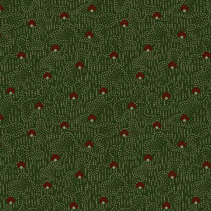 Triple Hearts Green Holiday Quilt Cotton Fabric from Pineberry Cabin by Pam Buda for Marcus Fabrics #R171426D-HUNTER - Continuous 1/2 Yard
