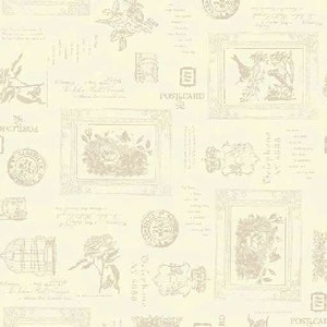 Secret Message Cream Quilt Cotton Fabric de Wish You Were Here de Whistler Studios para Windham Fabrics - #53365-1 - Continuo 1/2 yarda