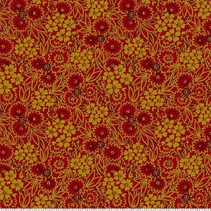 Tkanina bawełniana na kołdrę świąteczną z motywem sprasowanych kwiatów żurawinowych z kolekcji Baubles & Balsam autorstwa Kim Diehl - Henry Glass Fabrics #979-88 - 1/2 jarda