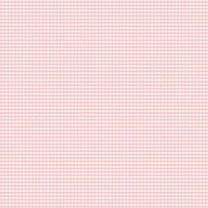 Pode incluir: Um tecido xadrez rosa claro e branco com um padrão de grade. O tecido é marcado com uma régua em polegadas ao longo da borda inferior. O texto "Riley Blake Designs" é visível.