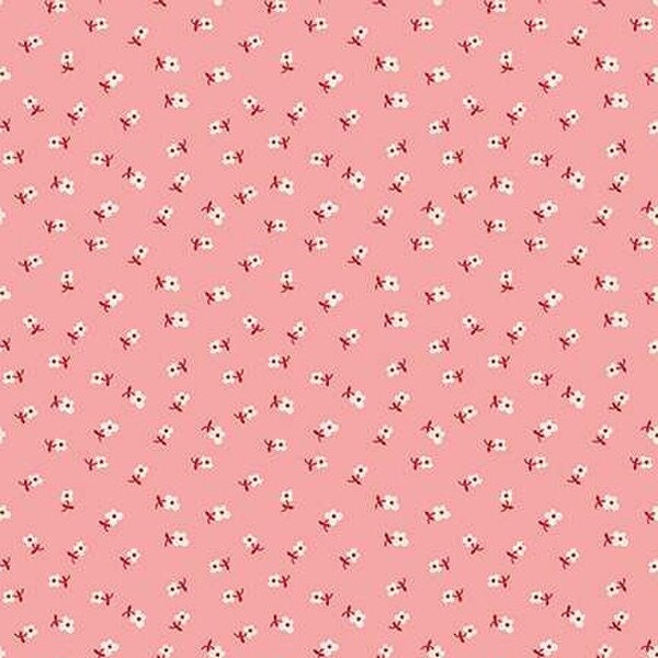 Lillian Flowers Coral Quilt Cotton Fabric from Bee Dots by Lori Holt of Bee in My Bonnet for Riley Blake - C14169CORAL - Continuous 1/2 Yard