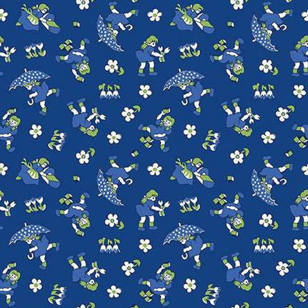 Girl Navy Quilt Cotton Fabric - Basin Feedsacks - Stacy West of Buttermilk Basin - Riley Blake - 1930's - C12287-NAVY - Continuous 1/2 Yard