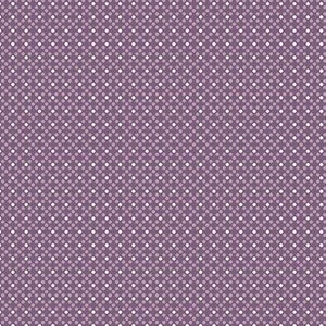 May include: Purple fabric with a white polka dot pattern. The fabric is 12 inches wide.