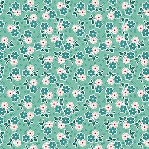Alice Flowers Quilt Cotton Fabric from Bee Vintage by Lori Holt of Bee in My Bonnet for Riley Blake #C13081-SEAGLASS - Continuous 1/2 Yard