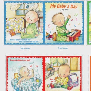 My Baby&#39;s Day Cotton Fabric Soft Book Panel by Joy Allen for Elizabeth Studios #1826E-MULTI - 36&quot; x 44&quot; Cloth Book Fabric Panel