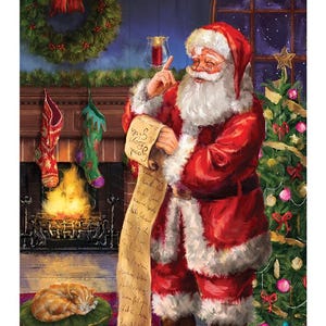 Panel de tela de algodón "Lista de Papá Noel" de Christmas Wishes de Riley Blake Designs #PD15040-PANEL - Panel de tela de algodón de 91 x 109 cm
