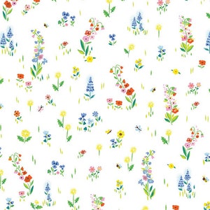 Picnic Meadow White Quilt Cotton Fabric from 100 Aker Woods by Jill Howarth for Riley Blake Designs - C15172-WHITE - Continuous 1/2 Yard