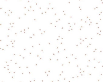 Tiny Rose Gold Metallic Sparkle Confetti Blossoms on White by Christopher Thompson for Riley Blake #SC730-ROSEGOLD - Continuous 1/2 Yard