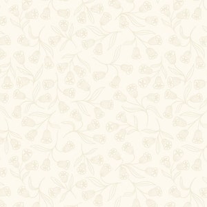 Dark Cream Bell Flowers on Cream Quilting Cotton Fabric from Tiny Tonals by Lewis & Irene - TT7.2 - Continuous 1/2 Yard