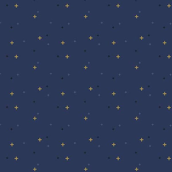 Sparkler Navy Quilt Cotton Fabric by Melissa Mortenson for Riley Blake Designs - Gold Metallic Sparkle - SC650-NAVY - Continuous 1/2 Yard