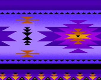 Purple Southwest Native Blanket Quilt Cotton Fabric from Tucson Collection for Elizabeth&#39;s Studio - 201E-PRPL - Continuous 1/2 Yard
