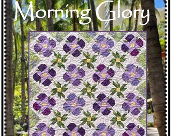 Morning Glory Flowers Quilt Pattern by Chris Hoover for Whirligig Designs - WD-MG - Paper Pattern w/Instructions to make a 57" x 71" Quilt