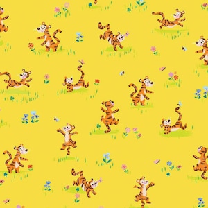 Tigger Bounce Yellow Quilt Cotton Fabric from 100 Aker Woods by Jill Howarth for Riley Blake Designs #C15173-YELLOW - Continuous 1/2 Yard