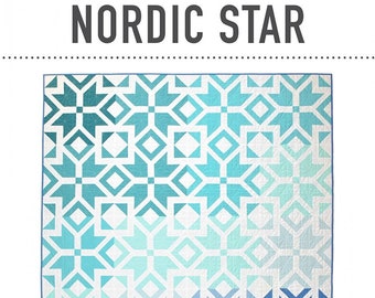 Nordic Star Quilt Pattern by Eliane Bergmann from Patchwork & Poodles - Paper Pattern with Instructions for Lap, Throw and Bed Quilt Sizes