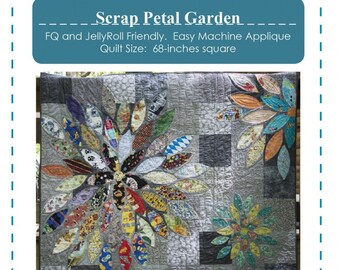 Scrap Petal Garden Quilt Pattern by Penni Domikis for Cabin In The Woods - Paper Pattern w/Instructions to Make a 68" x 68" or Larger Quilt