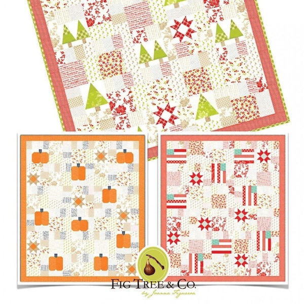 Seasonal Patchwork Quilt Pattern from Fig Tree & Co - FTQ1793 - Paper Pattern with Instructions for 3 Seasonal Lap Quilt Designs