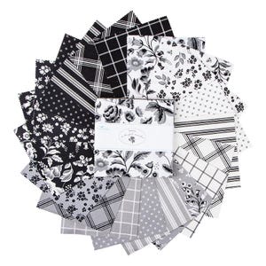 Midnight Meadow 5" Stacker Black/Gray Charm Pack by My Mind's Eye for Riley Blake #5-15320-42 - 42 Precut 5 inch Cotton Fabric Squares