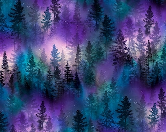 Purple Forest Quilting Cotton Fabric from Aurora by Timeless Treasures Collection - Northern Lights #C8457-PRPL - Continuous 1/2 Yard